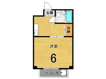 リバーハイツ梅津(1K/1階)の間取り写真