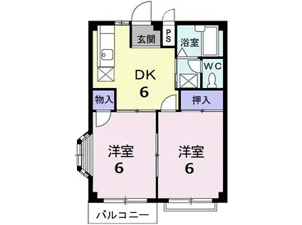 エルディム古谷(2DK/2階)の間取り写真