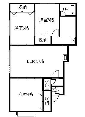 吉田マンション(3LDK/2階)の間取り写真