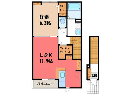 フルール・ド・リス I(1LDK/2階)の間取り写真