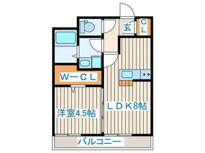 ウィステリア八幡(1LDK/3階)の間取り写真