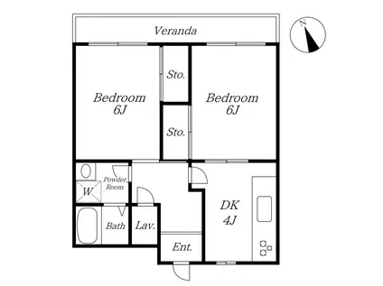 フラワーパーク佐藤(2DK/4階)の間取り写真
