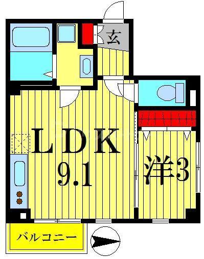 シルフィード(1LDK/1階)の間取り写真