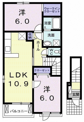 イリーゼ C(2LDK/2階)の間取り写真