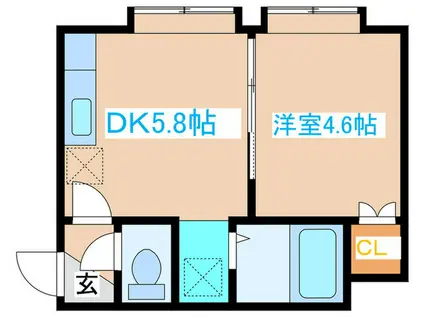 シングルコート宮の森(1DK/2階)の間取り写真