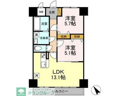 K・Mおおたかの森 住居(2LDK/5階)の間取り写真
