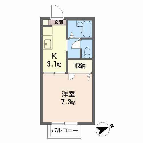 HILLS MIKI(1K/2階)の間取り写真
