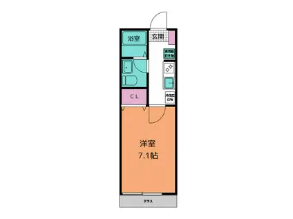 アノンテラス東三田III(1K/1階)の間取り写真