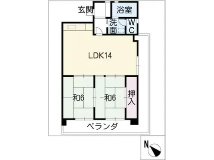 ヴィラ滝川(2LDK/4階)の間取り写真