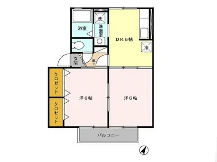 パトリ川上(2DK/1階)の間取り写真