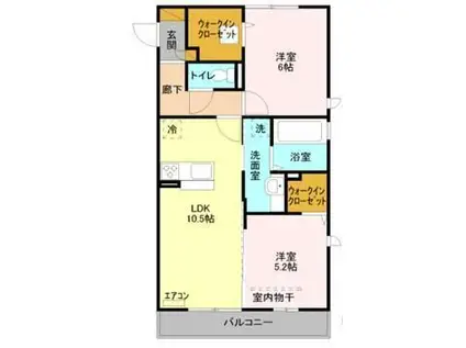 イルソーレ吉川美南 ロッソ(2LDK/2階)の間取り写真