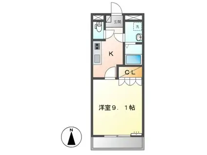 クローバー・グリーンI(1K/1階)の間取り写真