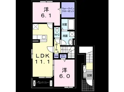 ペニ-レイン I(2LDK/2階)の間取り写真