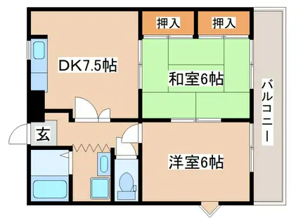 サンライフ松田(2LDK/1階)の間取り写真