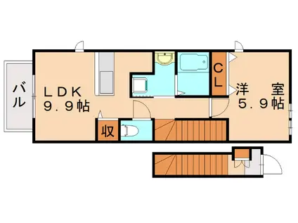 メゾン・コスミティーII(1LDK/2階)の間取り写真