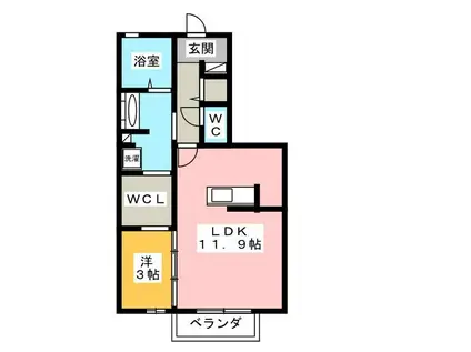 ソラーナミーア(1LDK/1階)の間取り写真