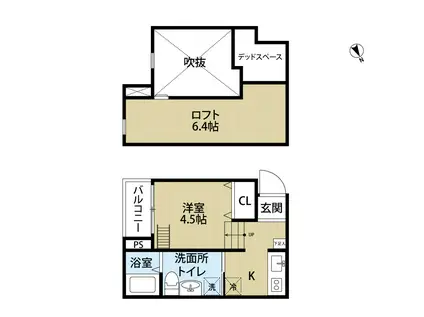 LUNA北巽STA(1K/2階)の間取り写真