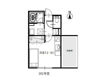 プティ・グラン明道(ワンルーム/1階)の間取り写真