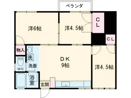 アクア上白川 B(3DK/1階)の間取り写真
