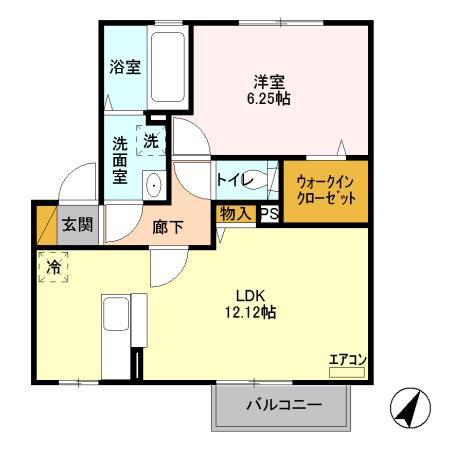 メール・ド・ルミエールB(1LDK/2階)の間取り写真
