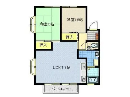 ロードK(2LDK/2階)の間取り写真