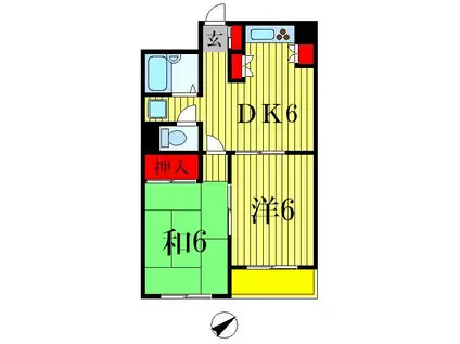 グリーンヴィラ(2DK/1階)の間取り写真