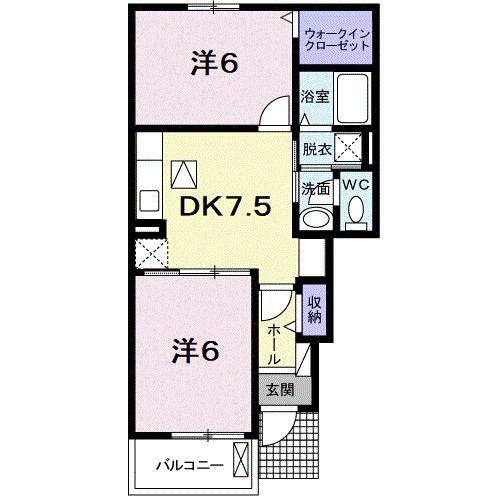 チェルシー(2DK/1階)の間取り写真