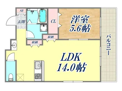 クレストKOBE(1LDK/1階)の間取り写真