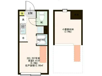 アーバンスカイ六郷(ワンルーム/2階)の間取り写真