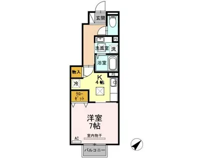 クウォ―レ(1K/1階)の間取り写真