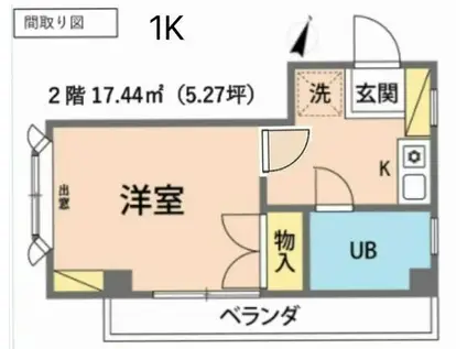 パレ・キャトレーズ(1K/1階)の間取り写真