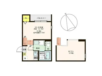 ハーモニーテラス東照宮III(1K/1階)の間取り写真