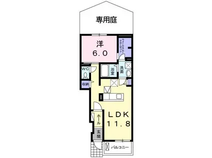ウィステリア三崎口(1LDK/1階)の間取り写真