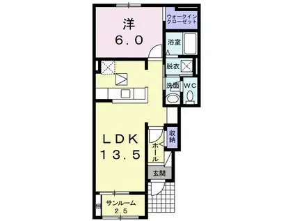 ル・レーヴ(1LDK/1階)の間取り写真