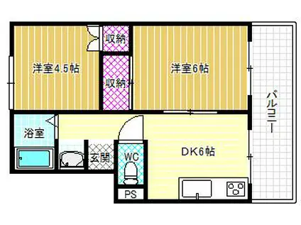 西嶌コーポラス(2DK/2階)の間取り写真