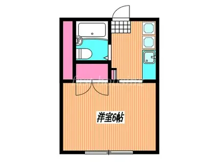 カナリーグラス(1K/2階)の間取り写真