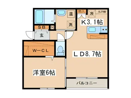 ル・デルモンテ(1LDK/2階)の間取り写真