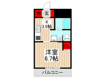 プライムガーデン朝霞台(1K/1階)の間取り写真