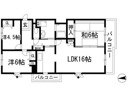 アルビス伊丹千僧12号棟(3LDK/2階)の間取り写真