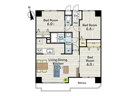 プレンディ南町田グランベリーパーク(3LDK/2階)の間取り写真