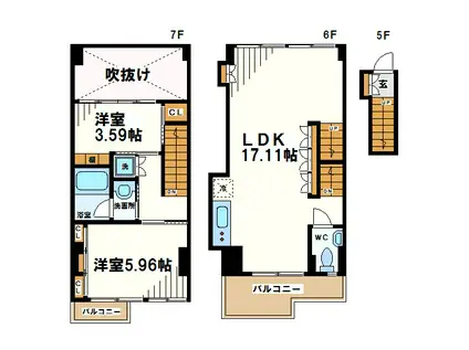 ロカテラーザ(2LDK/5階)の間取り写真
