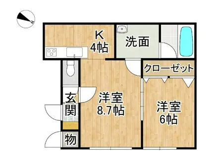 東8条南22丁目マンション(2LDK/2階)の間取り写真