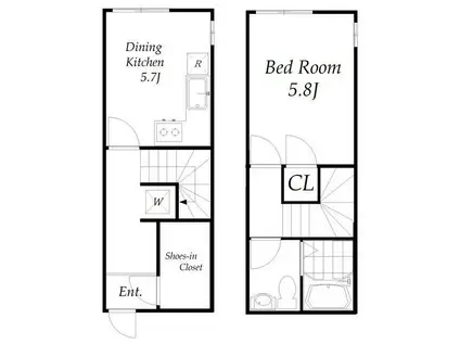 エフプレスト西新井本町(1DK/1階)の間取り写真