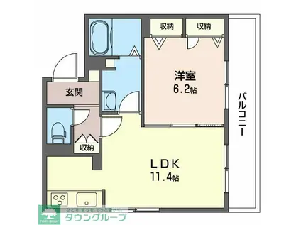アミティエ高田西(1LDK/3階)の間取り写真