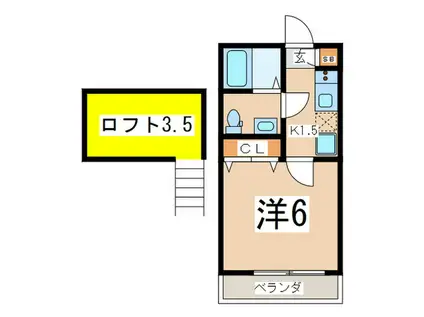RESEDA(1K/2階)の間取り写真