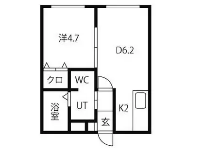 ベルフルール琴似(1LDK/1階)の間取り写真