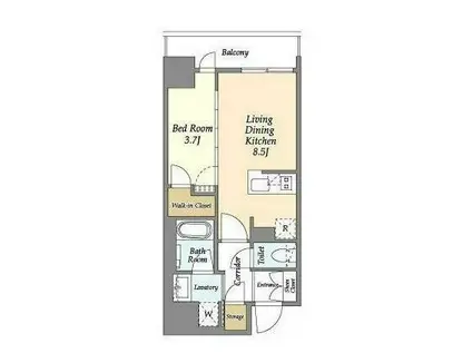 リビオメゾン横濱大通公園(1LDK/3階)の間取り写真