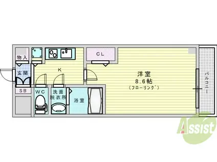 AZURE ESAKA(1K/8階)の間取り写真