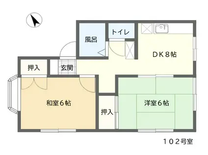 ドミールT・O(2DK/1階)の間取り写真