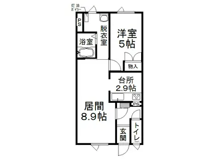 YT-1(1DK/1階)の間取り写真